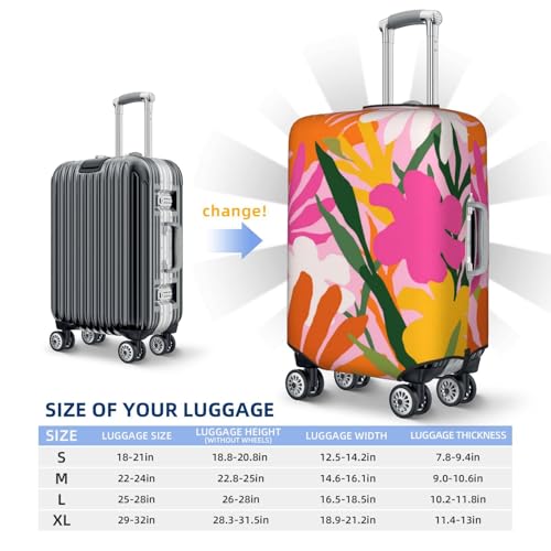 Pink Orange Retro Tropical Flowers Elastic Travel Luggage Covers Dustproof Scratch-Resistant Suitcase Protector Fit 22-24 Inch4