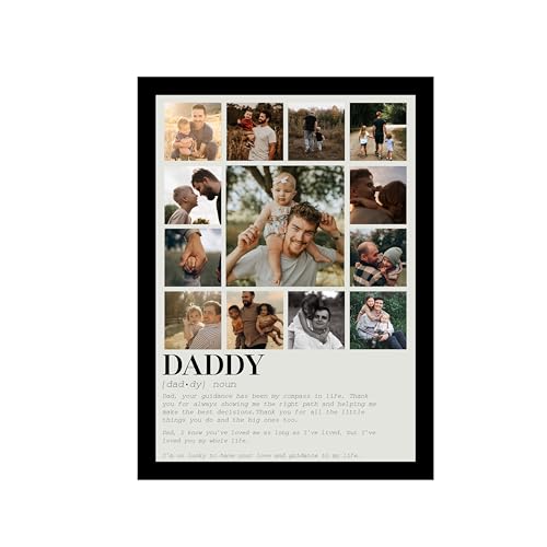 Image of Customized Fathers day Gift for your DAD with 13 Pictures Collage print for Mother Gifts Photo Frame With Photo Upload, Birthday, Couple, Parents (9.2x12.6 Inch)