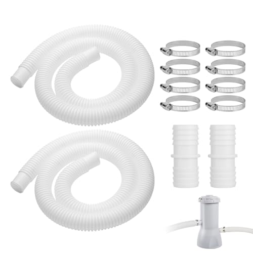 TXXATX 2 Stück Poolschlauch 32 mm 2 m Pool Schlauch Set mit 8 Stück Sicherungsclip und 2 Stück Schlauchverbinder Schlauch für Poolpumpe Schwimmbadschlauch 32 mm für Schwimmbad Filterpumpe Ersatzteile