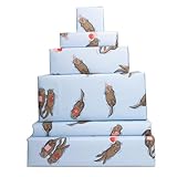 CENTRAL 23 6x Wrapping Paper Sheets - Birthday Otter Gift Wrap For Men Women - Friends Wrapping Paper - Valentines Day Wrapping Paper For Him Her - Christmas Wrapping Paper Blue Comes With Stickers