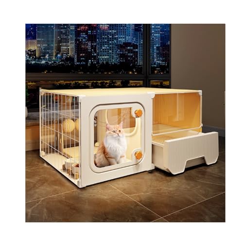 Enclos intérieur pour chats modulable avec espace de toilette propre et sécurisé - 2