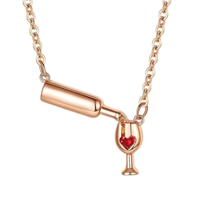 Womens Rose Gold Wine And Heart Pendant Necklace With Cubic Zirconia, Elegant Necklace Jewellery Collections, Trendy Women Necklace, Clavicle Chain Necklace, Stunning Statement Jewellery(Rosegold) (B0CQ4YFKPL) Amazon Price History, Amazon Price Tracker