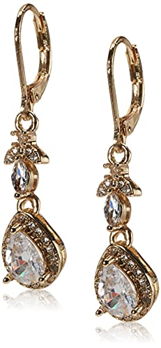 Image of Anne Klein Women's Drop Crystal Earrings, Statement Fashion Jewelry with Crystal Inspired Accents for Everyday and Evening Wear