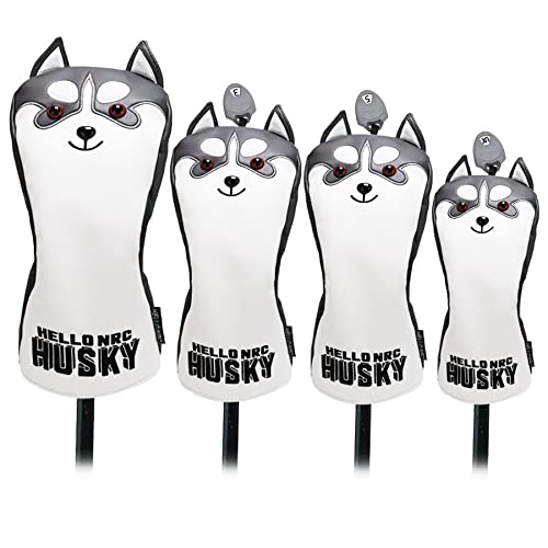 ゴルフカバー ヘッドカバー クラブセット ドライバー用カバー 440cc 460cc用カバー ウッド用カバー ユーティリティ用 UT用カバー 3点セット 4点セット 防水仕様 秋田犬 ハスキー ネコ コアラ サメ ライオン 蜘蛛