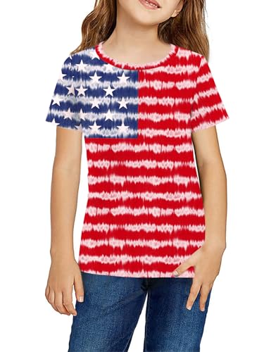 Arshiner Girls July 4th American Flag T Shirts Patriotic Short Sleeves Shirts Blouse Tops Tee