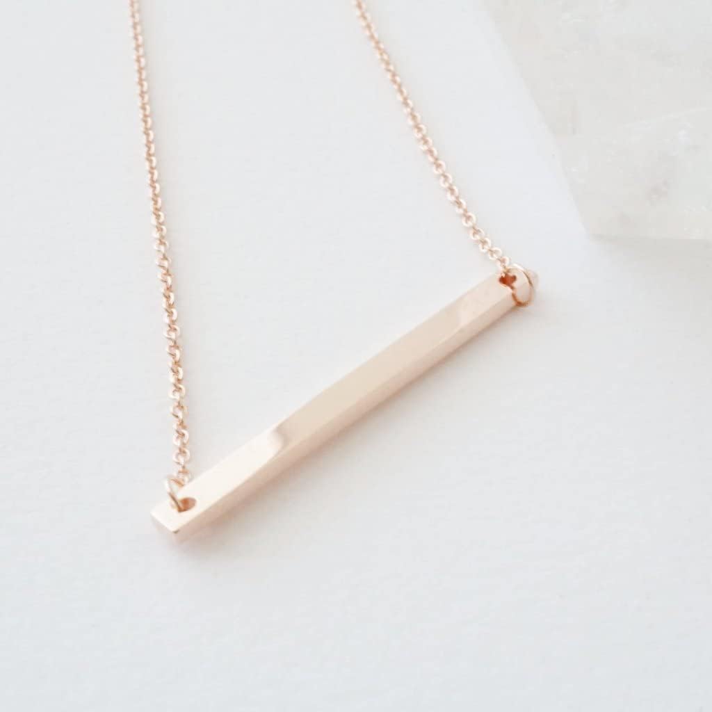 Honeycat Horizontal Bar Necklace in Gold, Rose Gold, or Silver | Minimalist, Delicate Jewelry