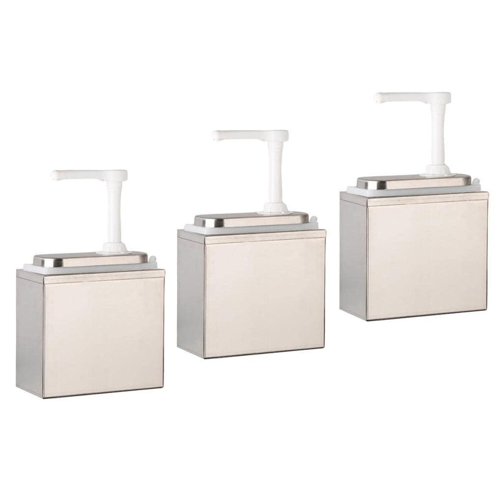 Dispensador de salsa de acero inoxidable de 3 piezas de 1 litro, recipiente de vinagre de ketchup para cocina, restaurante, hogar
