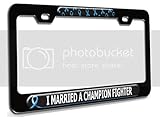 Makoroni - I Married A Champion Fighter Cancer Awareness Bl 3D Metal License Plate Frame Auto SUV
