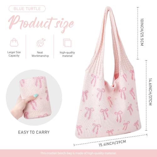 Image of hatisan Crochet Bag for Women, Handmade Knit Beach Tote Bag Summer