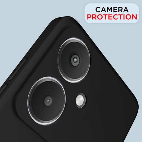 Image of Outlouders Back Cover for Redmi 13C 5G | Camera Protection | Durable Soft Matte Silicone Bumper Case (Black)