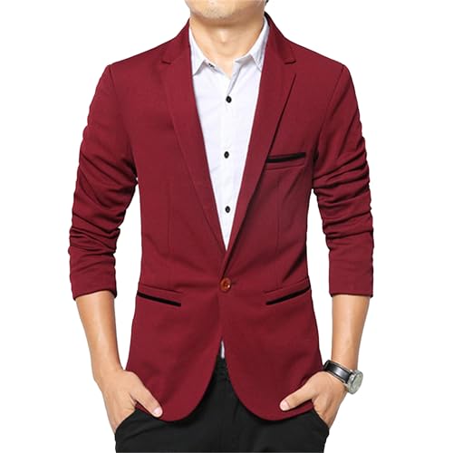 Men's Slim Fit Casual One Button Suit Coats Blazer Korean Business Suit Jacket Lightweight Sport Jackets