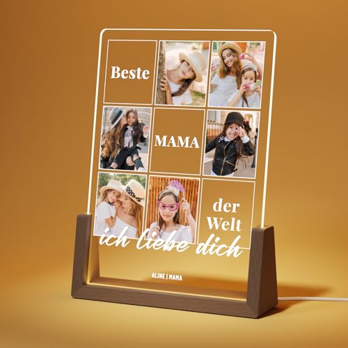 Giftove Personalisierte Mama Geschenk - LED Bilderrahmen Fotolampe - Muttertagsgeschenk Idee - Geschenke für Mama zum Muttertag, Geburtstag, Weihnachten von Tochter oder Sohn