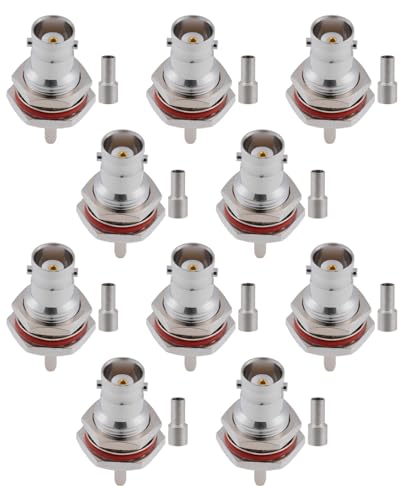 Vecys 10 PCS BNC Connectors 50 Ohm BNC Female Crimp Connector for RG316 RG174 RF Coax Cable, Gold, BNC Female for RG174/RG316 - Image 3