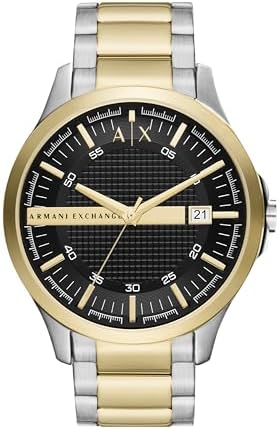 A|X Armani Exchange Men's Watch with Three-Hand Analog Display and Date Window, Watch for Men with Stainless Steel or Leather Band