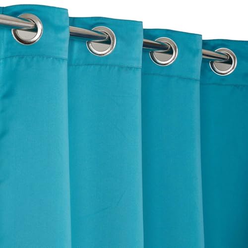 Image of 7 Feet Door Curtains Set of 2 - Semi Transparent Sheer Curtains for Living Room & Bedroom | Polyester Eyelet Curtain Panels | Modern Door & Window Curtain (Blue)