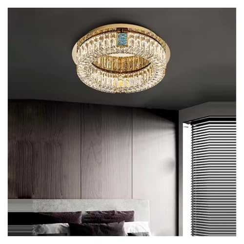 Plafonnier LED cristal argenté 40cm pour illuminer une chambre à coucher moderne