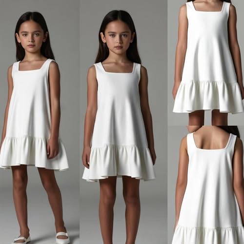 JISISANG Girls Sleeveless Strap Dress Lightweight and Breathable Casual Minidress 2-143