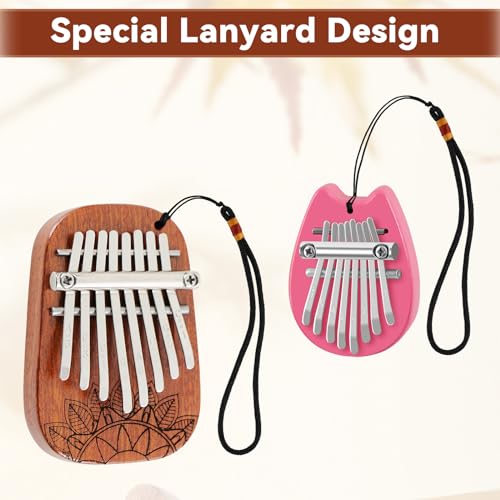 Image of RANMING 8 Key Mini Kalimba Thumb Piano 2 Pack Set Portable Finger Piano Exquisite Musical Gift for Adults and Christmas