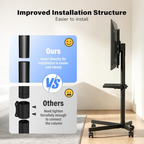 Image of XINLEI Mobile TV Stand on Wheels with Shelf Rolling for 21-65 Inch TV