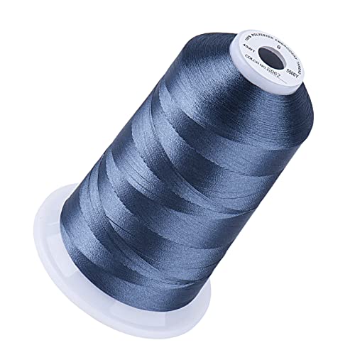 Image of Simthread Embroidery Machine Thread 5000M 40WT Polyester, Smokey Blue S062 | 5000M 40WT polyester thread feeds smoothly for home or commercial embroidery projects.
