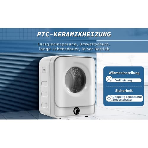 Secador de acero inoxidable, montaje en pared, capacidad máxima de 4,5 kg, calefacción de cerámica PTC, pantalla transparente, 5 programas, moderno secador de aire para espacios pequeños