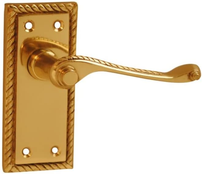 Latch Handle Set for Doors 113 x 50mm Polished Brass Amazon.co.uk DIY & Tools
