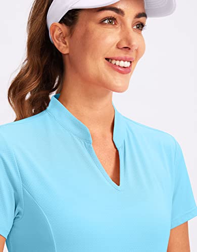 Image of Obla Women's Golf Polo Shirt V-Neck Short Sleeve Collarless Quick Dry Tennis Running T Shirt Golf Tops for Women