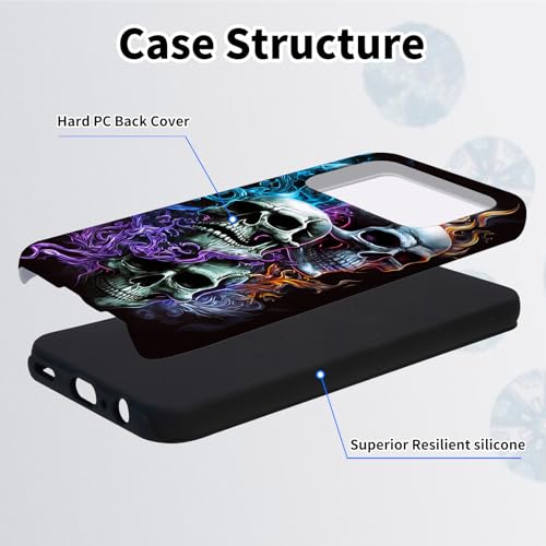 Coque iPhone 17 Pro Max crânes de feu antichoc en polycarbonate et TPU noir
