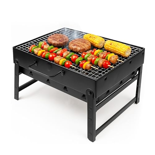 MILIWAN BBQ Barbecue Grill Folding, Portable Charcoal Barbecue Desk, Outdoor Tabletop Smoker BBQ Grill for Picnics, Camping, Garden, Home Cooking Parties Grilling.
