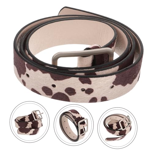 VALICLUD Cow Print Belt for Women Adjustable PU Western Style Jeans Belt Fashionable Faux Horsehair Design for Casual Wear4