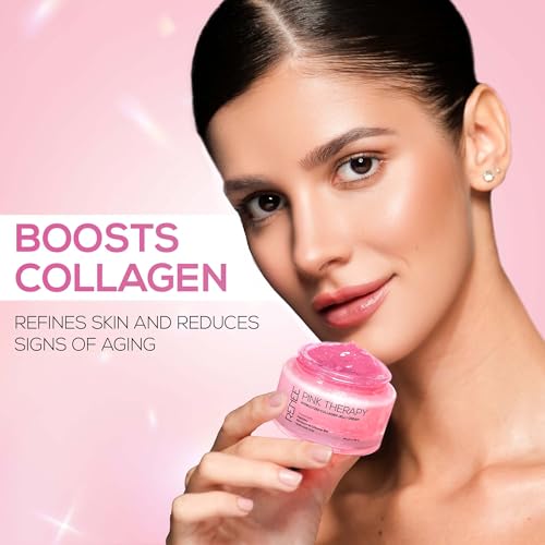 Image of RENEE Pink Therapy Hydrolyzed Collagen Overnight Sleep Jelly Mask | Hydrates, Repairs, Smoothens & Plumps Skin | Peptides, Niacinamide & Hydrolyzed Collagen Enriched | 50 gm