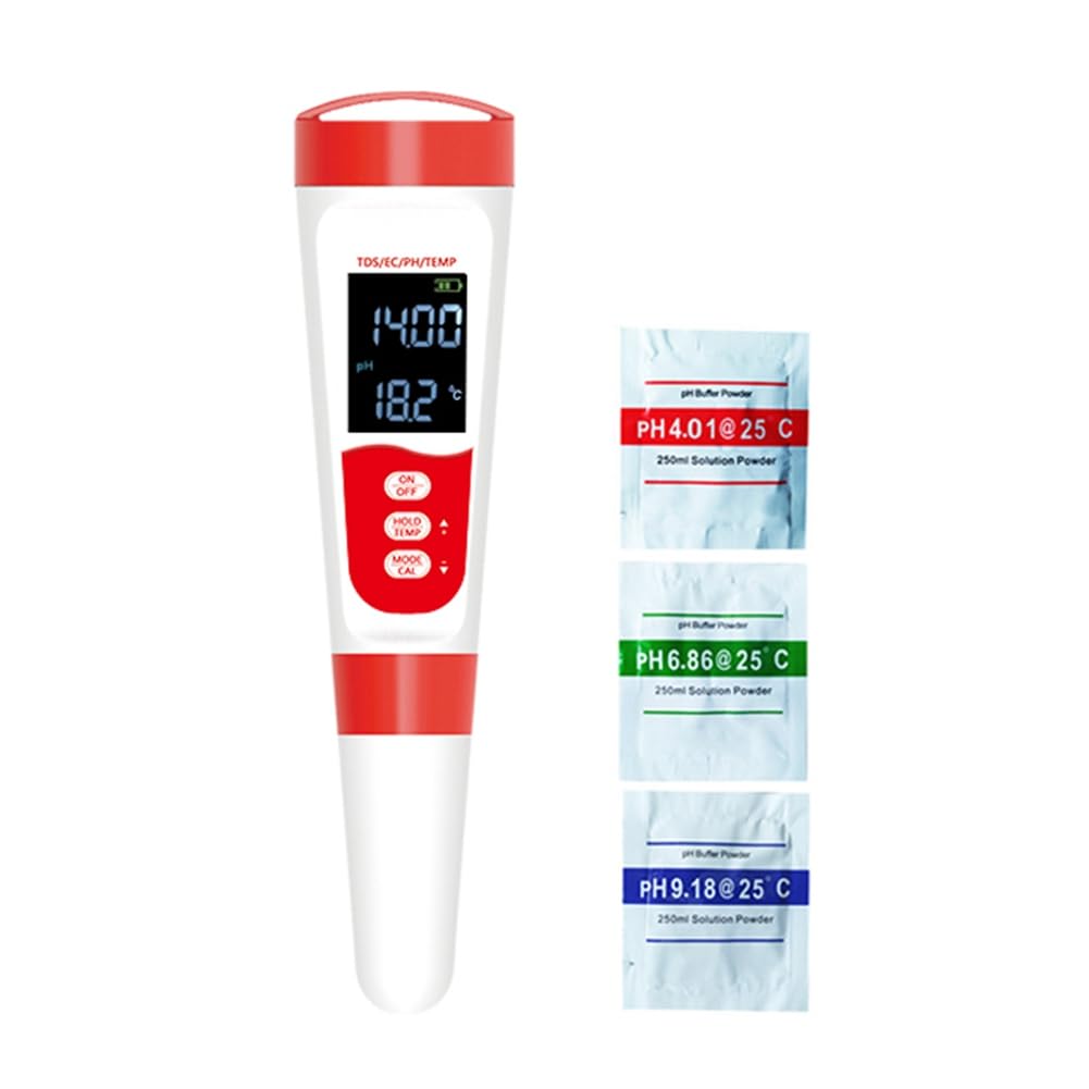Littimoon PH Meter Digital 4 in 1 PH EC TDS Temp Meter for Water Hydroponics, Waterproof and EC PPM Water Tester for Laboratory