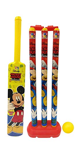 Image of KIDIVO Plastic Cricket Set with Stump and Ball Playing Set for 2-5 Year Kids(Size:- Big, Multicolor) (Mickey Mouse)