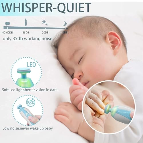 Image of Baby Nail Trimmer New Born with Lights | Electric Baby Nail Cutter 0-6 Months with Multiple Filer Heads Adjustment | New Born Baby Products, Pack of 1 (Blue)
