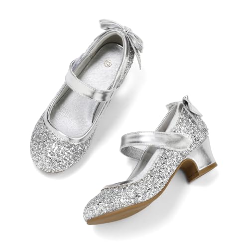 Image of K KomForme Girls Dress Shoes Toddler Glitter Mary Jane Heels