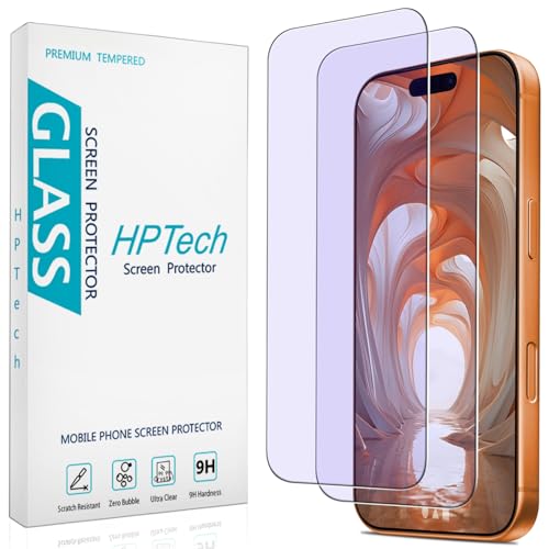 HPTech 2 Pack Anti Blue Light Screen Protector for iPhone 17 Pro Max 6.9 Inch Eye Protection Tempered Glass Film Easy to Install Bubble Free