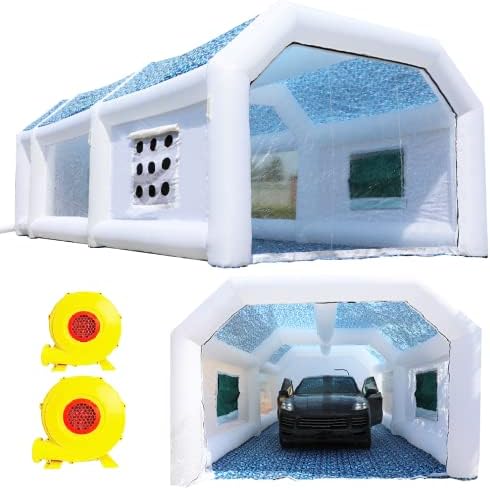 WGIA Portable Inflatable Paint Booth 28x15x10FT with 2 Blowers Inflatable Spray Booth with Air Filter System