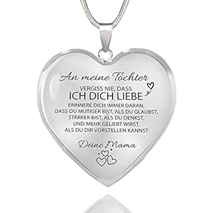 HAYOUWAY Kette Herz Halskette mit Motivierend Text An Meine Tochter Damen Mädchen, Mutter Tochter Kette Herz Anhänger Inspirierende Geburtstag Weihnachten Geschenke für Unsere Tochter von Mama Papa
