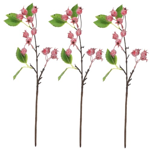 Sosoport 3 Piezas Decoraciones de Bayas Artificiales Rosa para Bricolaje Decorativo Realista para Hogar Fiesta y Celebración