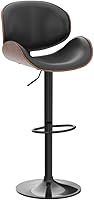 Vista 5 de ONME Juego de 4 taburetes de bar giratorios de altura ajustable de madera curvada, silla de bar tapizada de piel sintética con respaldo y reposapiés