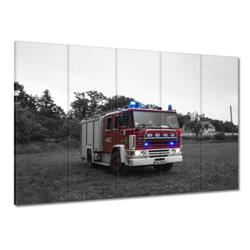 Camion de pompiers peinture imprimée tableau décoration murale salon chambre 100 x 70 cm H10233M