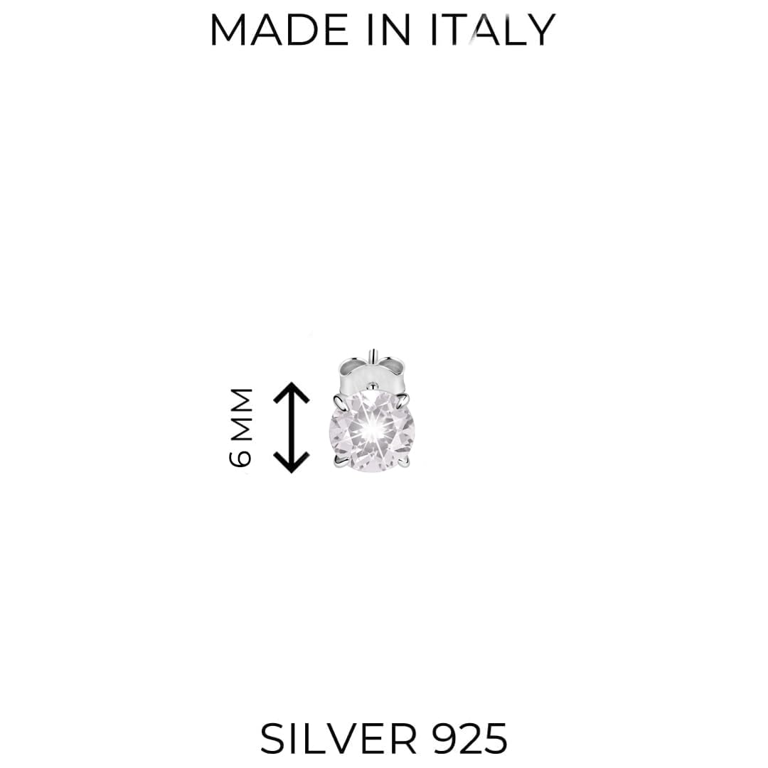 Completo ciondolo punto luce argento 925 rodiato catenina veneziana 42 cm orecchini punto luce con Zirconi Bianchi 6mm Taglio Diamante gioiello elegante donna ragazza