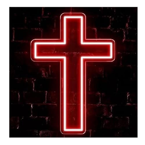 Enseigne au néon croix Jésus rouge pour décoration murale