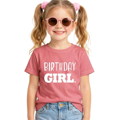 Birthday Girl Shirt Toddler T-Shirt Kid Birthday Party Outfit Tee Gift for Girls 1st 2nd 3rd 4th 5th 6th 7th 8th Tops (White on Mauve 12 Months)