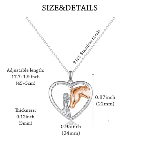 GULICX Horse Gifts for Teen Girl Women, Girl with Horse Necklace Heart Pendant Jewelry Gifts for Horse Lover Daughter Granddaughter Niece4