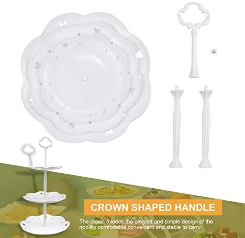 Focenat 3 Tiers White Cake Display Stand, Reusable Plastic Dessert Stand, Round Cake Stand, Cupcake Fruit Dessert Party Server Plates Stands, Food Serving Platter Stand for Birthday Wedding Party (B)