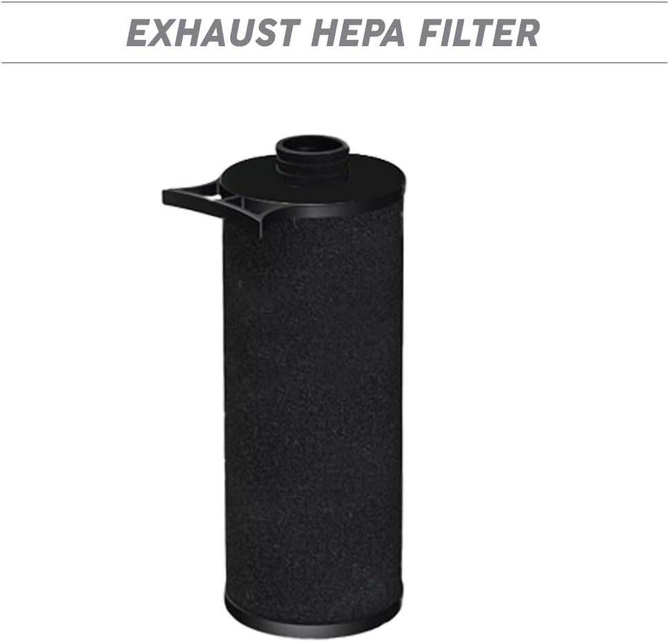 OVO FP-EXT-HEPA Exhaust Filter Air High Efficiency for Central Vacuum, Black