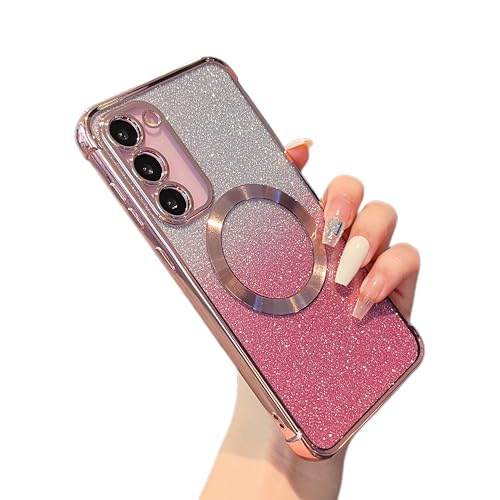Coque magnétique Samsung S23 antichoc transparente 2 en 1 paillettes