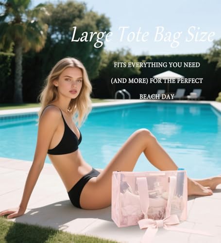 Pink Bow Tote bags for women,beach bags for women,pool bags for Girl,cute beach waterproof Tote bag4