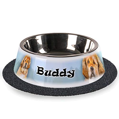Tiernapf mit Wunschnamen 2-teilig Edelstahl inkl. Antirutschmatte Hundenapf personalisiert (Tibetan-Mastiff)